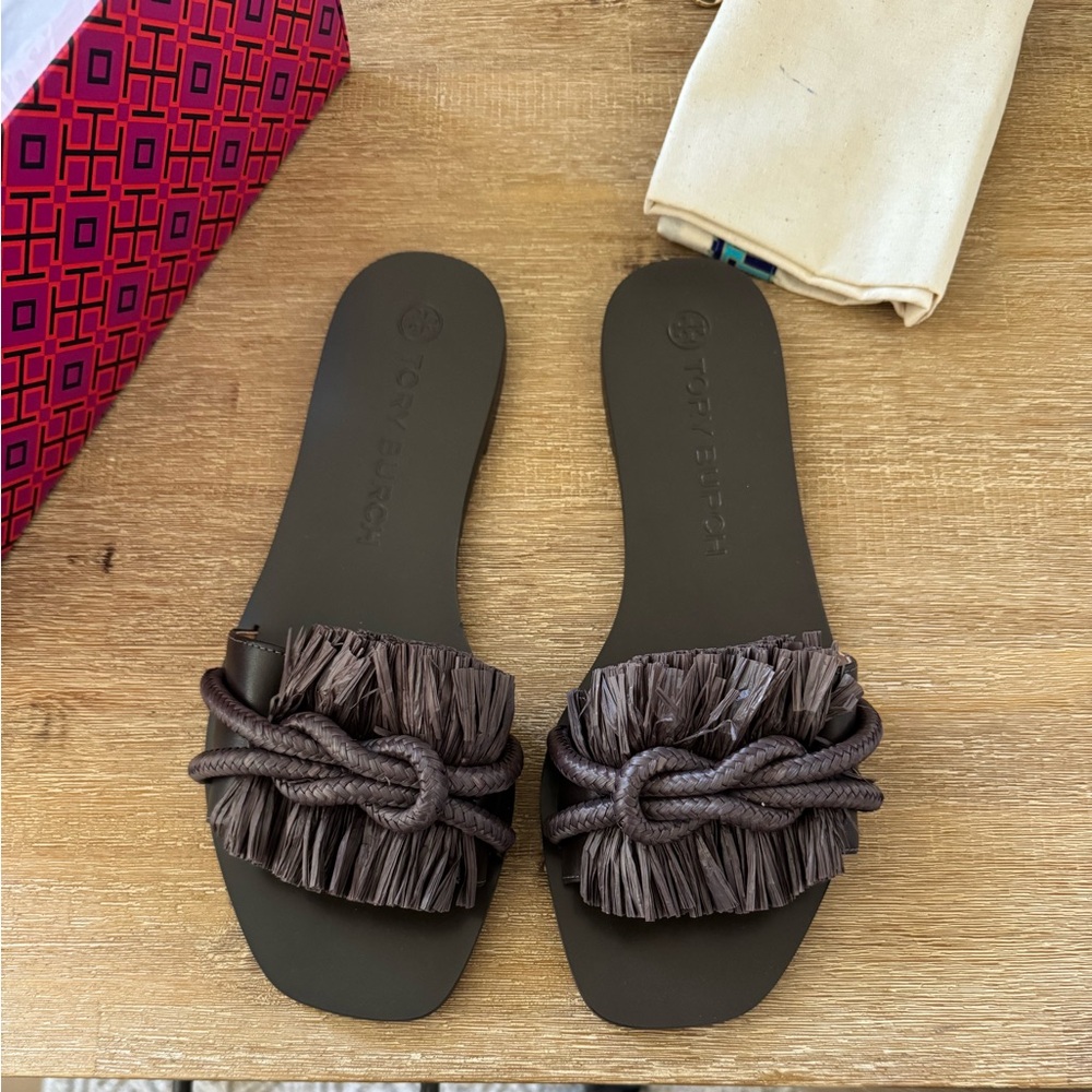 Tory Burch Brown Slide Sandals